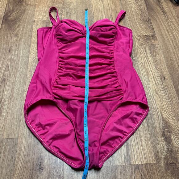 Miraclesuit Womens Solid Pink One Piece Slimming Ruched Swim Suit Size 14 - Picture 8 of 8